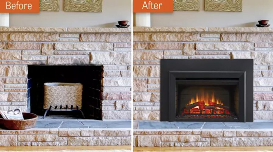 simplifire-electric-fireplace-insert -before-after