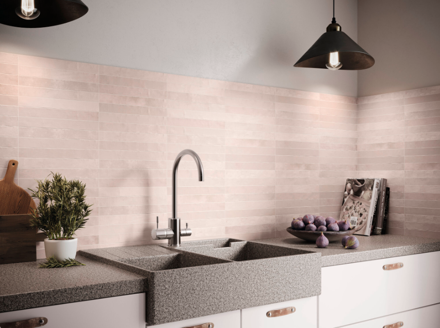 kitchen backsplash with long skinny tile